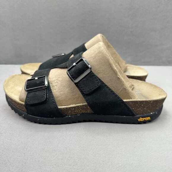 Womens 8.5-9 / EU 39 Dansko Dayna Sandals Black Suede Adjustable Vibram Slide - Picture 3 of 8